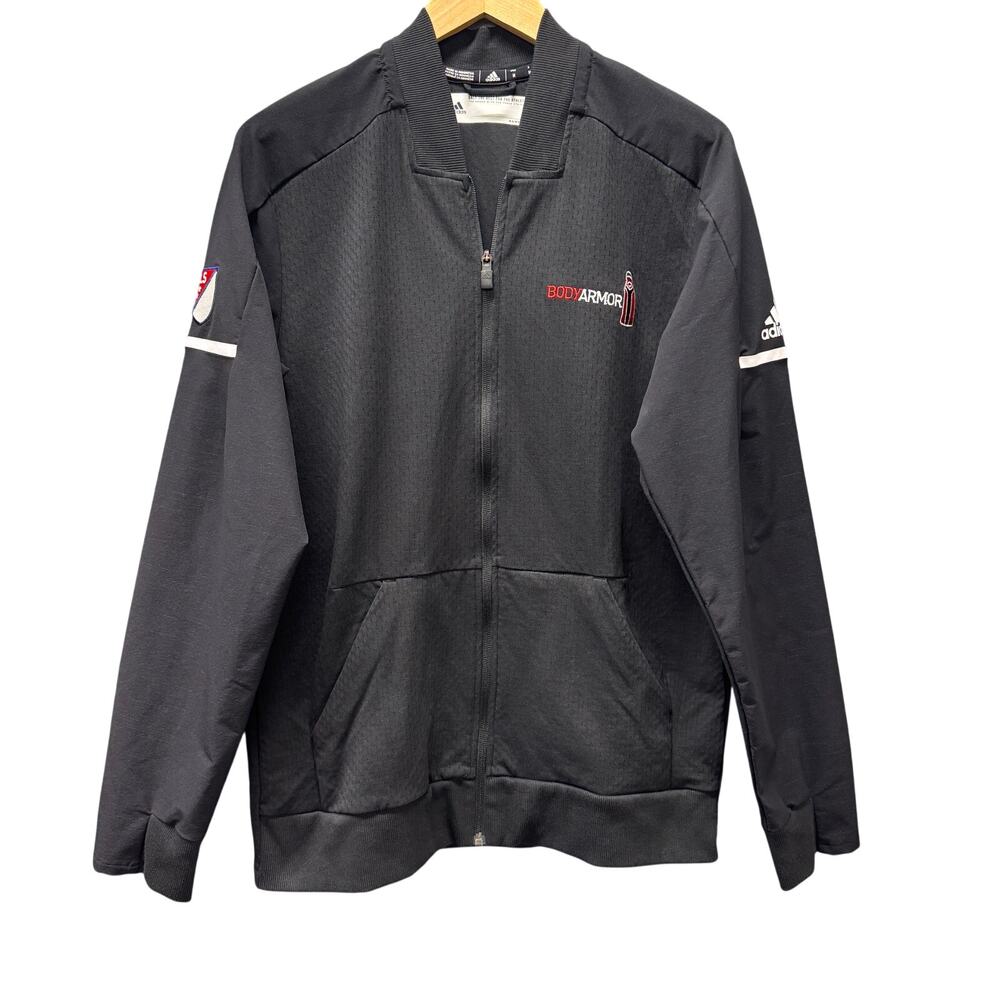 adidas MLS Jacket‎ Mens Medium Black Squad Bomber BODY ARMOR Climalite Full Zip